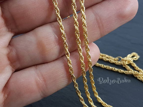 9ct Yellow Gold Spiga Chain Necklace - Etsy Israel