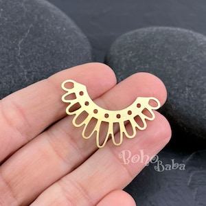 Brass Sun Charm, Multi Loop Connector, Raw Brass Sunshine Charm, Flower Charms, Sun Earring Charms, Laser Cut Findings, MLRB120