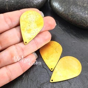 Raw Brass Teardrop Charm, Large Teardrop Blanks, Brass Teardrop Earring Findings, 4 Pc