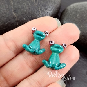 Frosch Charm, handgemachte Muranoglas Perle, 1 Stk