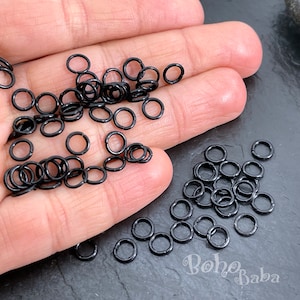 Black Jump Rings, 6mm Black Split Jump Rings, Black Plated Open Jumprings, 70pc