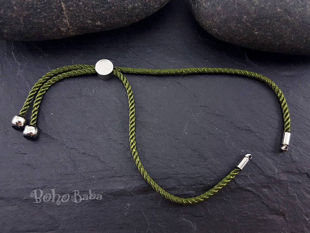 Green Cord Bracelet, Friendship Bracelet, 2mm Adjustable Cord Bracelet