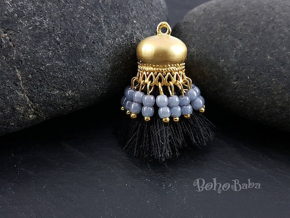 Dark Gray Mini Cotton Tassels, Tassel Jewelry, Mini Boho Tassels, Tassel  Bracelet, Silver Tassel Jewelry, Mini Tassels Earring Tassels