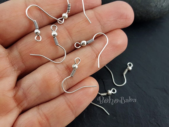 Buy Silver Plated Earring Hooks, Silver Earring Blanks, Fish Hook Earwires,  Silver Ear Wire, Thin Hooks, French Hook Earrings, 20 Pc Online in India 