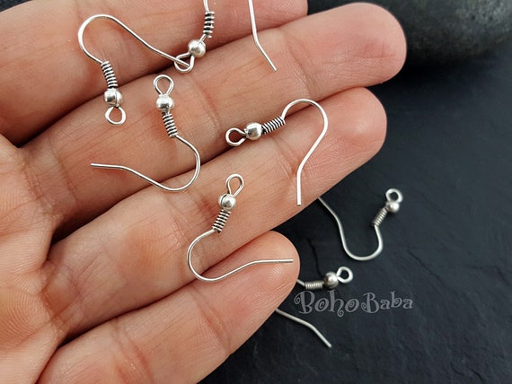 Silver Plated Earring Hooks, Silver Earring Blanks, Fish Hook