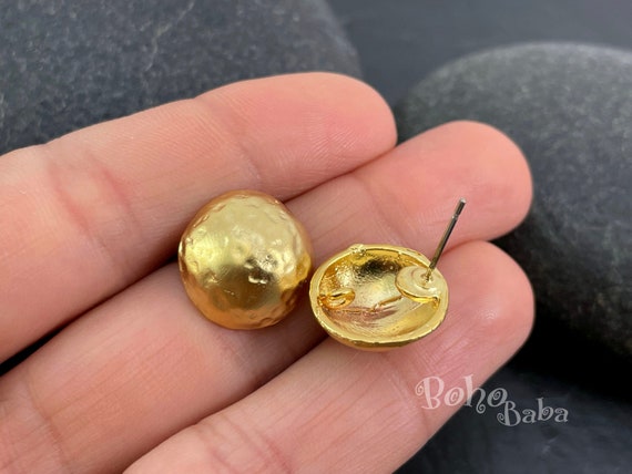 Hammered Earring Posts, Gold Earring Blanks, Ear Post, Stud Earring  Components, Dome Earrings Posts With Hidden Loop, Post Earrings, 1 Pair 