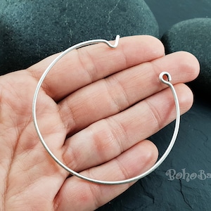 Silver Bangle Bracelet Blank, Antique Silver Plated Bangle Bracelet, Wire Charm Bracelet, 1Pc