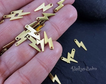 Brass Lightning Charms, Raw Brass Lightning Drop Charms, Mini Lightning Charms, Brass Findings, Lightning Charms, 50 Pc