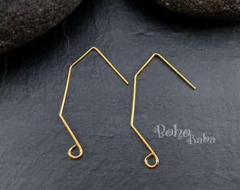 Ganchos para aretes chapados en oro, alambres para aretes dorados, espacios en blanco para aretes dorados, 6 piezas (3 pares)