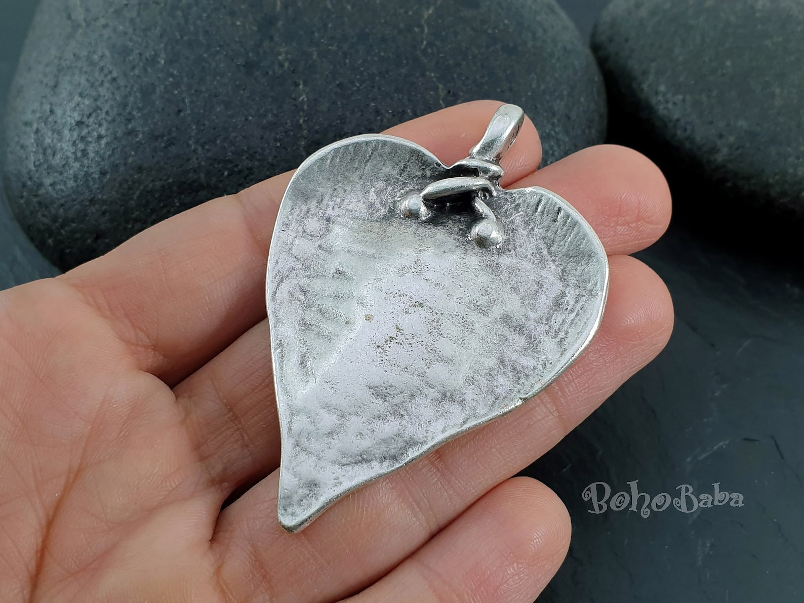 Silver Heart Pendant Large Heart Pendant Heart Pendant Etsy