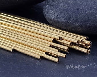 Tubos de latón de 2 mm, abalorios de tubo de latón, tubo espaciador, tubos de latón crudo, 60 mm, abalorios de tubo liso, espaciadores de abalorios de tubo, hallazgos de joyería de latón, 20 piezas