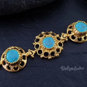 Turquoise Bracelet, Gold Plated, Turquoise Connector, Gold Bracelet, Boho Jewelry, Turquoise Jewelry, Gemstone Bracelet, Bracelet Findings