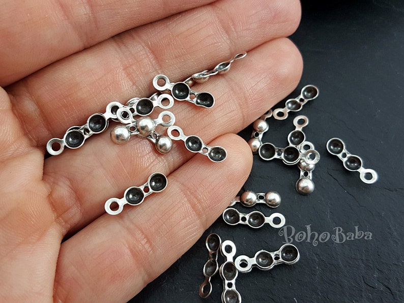 40 pc Silver Findings Silver Plated Fold Over Ball Chain Clasps Silver Plated Crimps Knot Crimps Jewelry Supplies Ball Chain Clasps