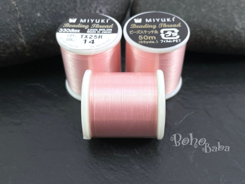 Miyuki Perlenfaden B, Farbe 14 Pink, Original Miyuki Nylonfaden, 50 Meter Spule Bild 1