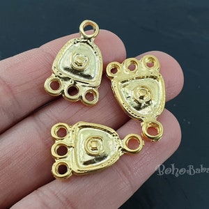Tribal Gold Charms, Gold Multi Loop Connectors, Multi Strand Chandelier Earring Charms, 2 Pc