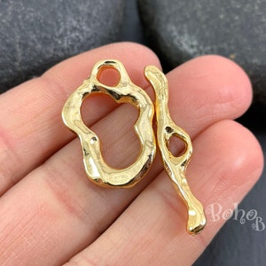 Shiny Gold Plated Toggle Clasp, Toggle Clasp Set, Gold Clasp Findings, 2 Sets