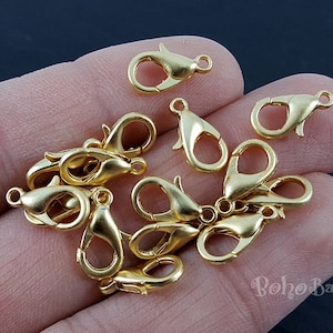Gold Plated Lobster Clasps, Gold Trigger Clasps, 16x8mm Lobster Claw, Gold Parrot Clasps