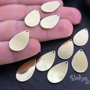 Brass Teardrop Charms, Raw Brass Teardrop Tags, Mini Teardrop Blanks, Brass Earring Findings, Teardrop Dangles, 12Pc