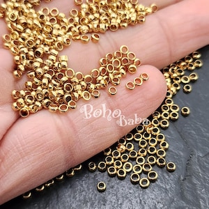 Tiny Gold Plated Saucer Spacer Beads, 2mm Round Jewelry Findings