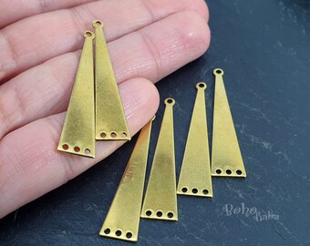 Brass Triangle Pendant, Brass Triangle Charms, Raw Brass Charms, Triangle Connectors, Brass Jewelry, Earring Findings, Earring Charms, 10 Pc