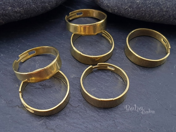 Adjustable Brass Rings, Raw Brass Ring Blanks, Brass Ring Setting, Brass  Ring Base, 6 pc