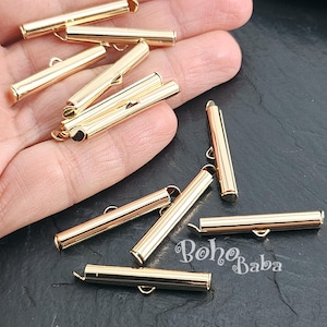 Tubos deslizantes Miyuki chapados en oro, clips deslizantes Miyuki de 30 mm, conectores de tubos para tejido de cuentas de semillas, cierres de cadena de bolas, 6 piezas