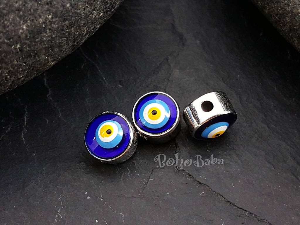 5 pcs Blue Evil Eye Spacer Beads, 7mm Enamel Evil Eye Connectors, Evil –  Evileyefavor