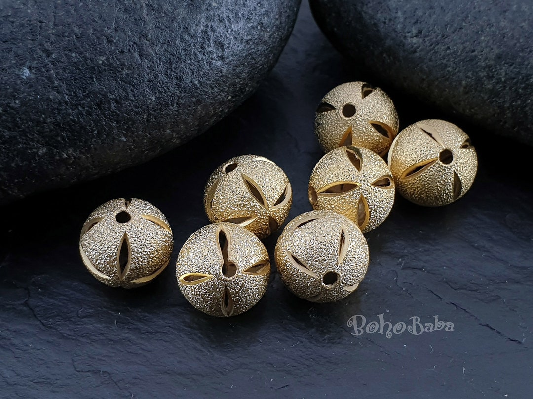 Large Gold Beads Gold Ball Beads Large Mala Beads Tribal Etsy