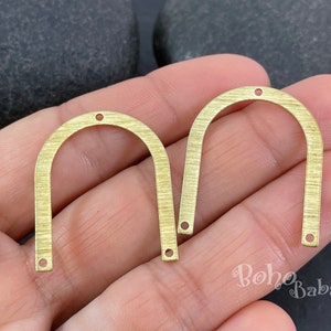 Textured Brass U Charms, U Shape Brass Earring Charms, U Shaped Brass Blanks, Raw Brass Connector Findings, 12 Pc