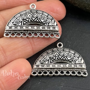 Silver Tribal Connectors, Multi Strand Connector, Silver Earrings Blanks, Chandelier Earrings, Bohemian Jewelry, Multi Loop Earrings, 2 pc
