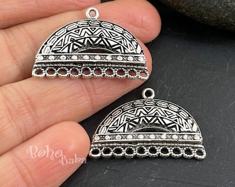 Connecteurs tribaux argentés, connecteur multi-brins, blancs de boucles d'oreilles en argent, boucles d'oreilles lustre, bijoux Boho, boucles d'oreilles multi-boucles, 2 pc