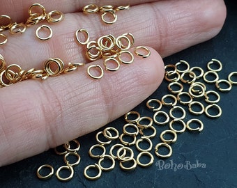 Gold Plated Open Jump Rings, 4mm Gold Jump Rings, 100pc