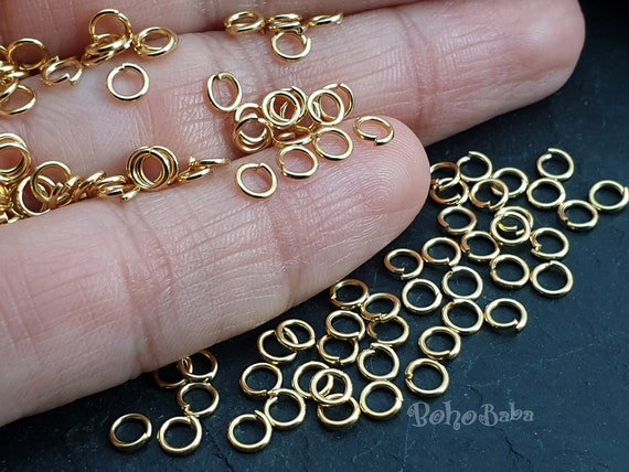 Gold Plated Open Jump Rings, 4mm Gold Jump Rings, 100pc