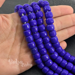 Artisan Handmade Blue Glass Ball Beads, Traditional Turkish Glass Beads, Round Glass Beads, 10pc