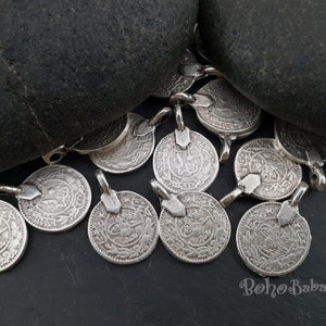 Silver Coin Charms, Mini Silver Coins, Ottoman Coin Charms, Turkish Jewelry, Rustic Coins, Coin Pendants, Coin Findings, Coin Charms