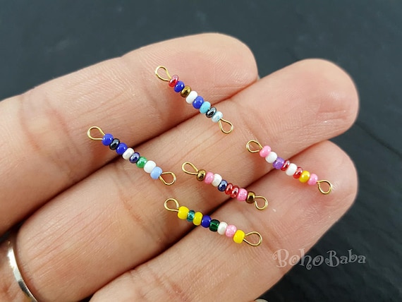 Seed Beaded Bar Blank, Multicolor Beaded Bar, Bar Necklace