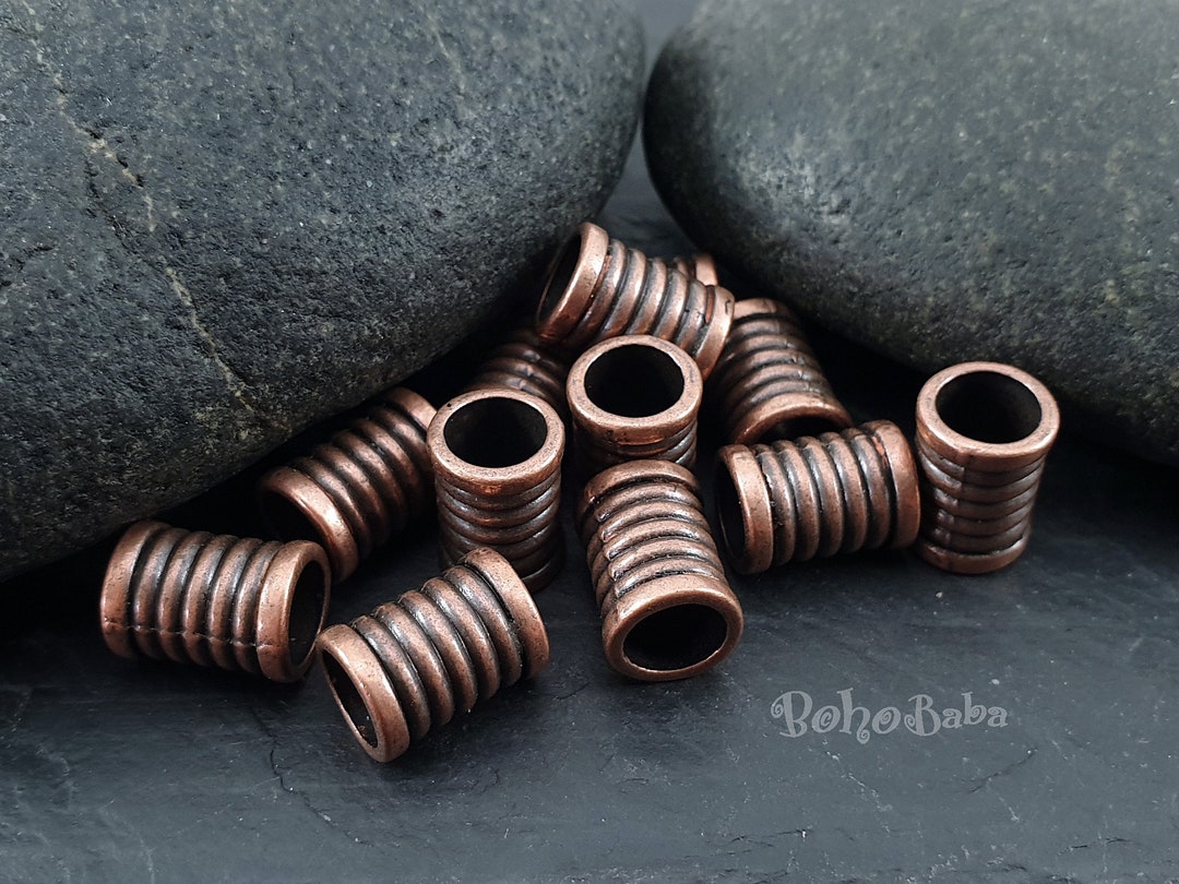 4 Copper Tube Beads, Large Copper Beads, Copper Plated Beads, Jewelry