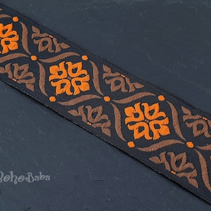 エスニックリボン、ジャカードトリム、ジャカードリボン、刺繍織りリボン、幅広トリム、幅32 mm、花柄リボン、1メートル - 1.09ヤード