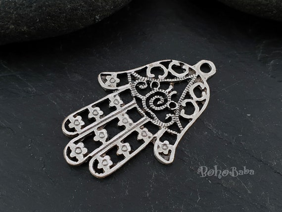 Silver hamsa charm sale
