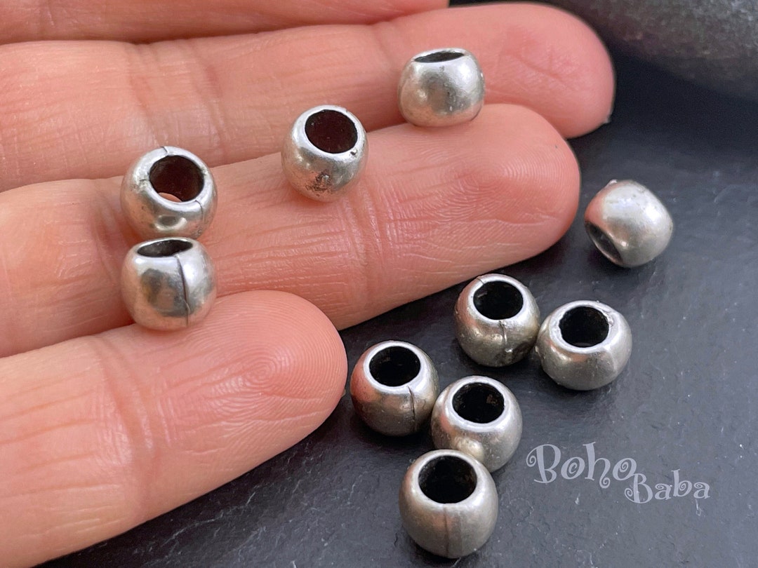 Silver Ball Beads, Silver Spacer Beads, Large Hole Silver Ball Beads