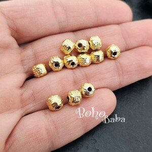 Shiny Gold Plated Ball Spacer Beads, Tribal Spacer Beads, Round Gold Beads, 10 Pc