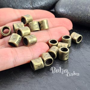 Antique Bronze Plated Tube Spacer Beads, Large Hole Jewelry Spacer Beads, Barrel Spacer Beads, 4pc