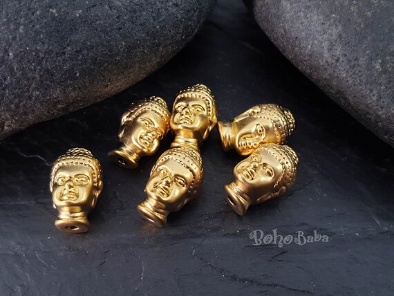 Gold Buddha Beads, Tibetan Beads, Gold Mala Beads, Gold Spacer Beads, Yoga  Beads, Gold Bali Beads, 3 Pc