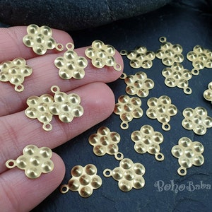 Flower Charms, Raw Brass Flower Charms, Tiny Flower Charms, Mini Flower Charms, Brass Findings, Flower Dangles, 40 Pc