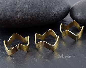 Raw Brass Ring, Brass Band Ring, Adjustable Ring, Ring Blank, Ring Base, Brass Ring, Serrated Ring, Raw Brass Findings, 6 Pc