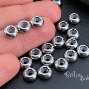 Cuentas interiores de goma plateada, cuentas deslizantes, 8 mm, cuentas de tope, 5 piezas
