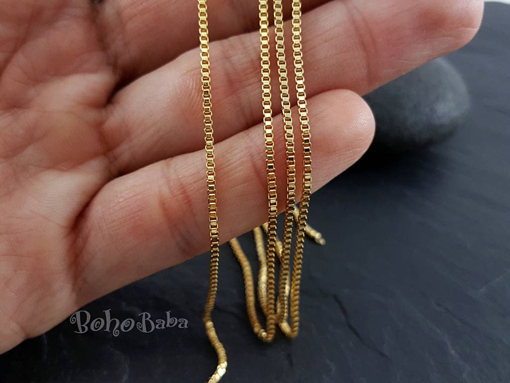 Box Chain Delicate Gold Chain Gold Plated Chain Dainty Chain Gold Plated Necklace Chain Bracelet Chain Gold Chain 1.80mm Box Chain Etsy Canada