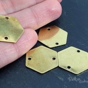 Brass Hexagon Connectors, Brass Stamping Hexagon, Hexagon Tags, Raw Brass Stamping Tag, 20mm, Hexagon Charms, Hexagon Blanks, 10 Pc