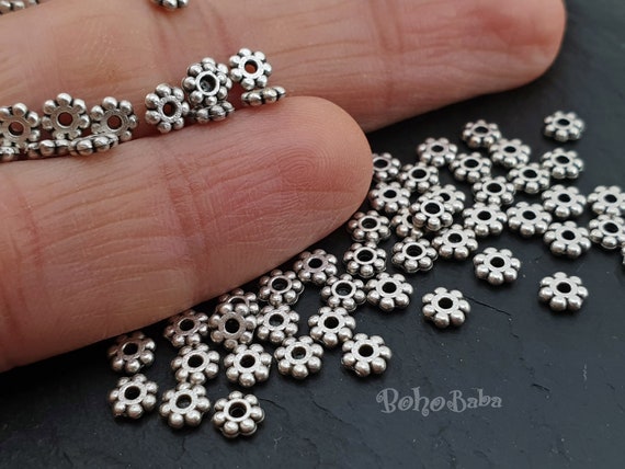 Mandala Crafts 8mm Silver Rondelle Spacer Beads for Jewelry Making – F –  MudraCrafts