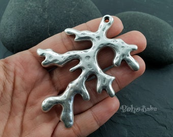 Antique Silver Plated Large Coral Branch Pendant